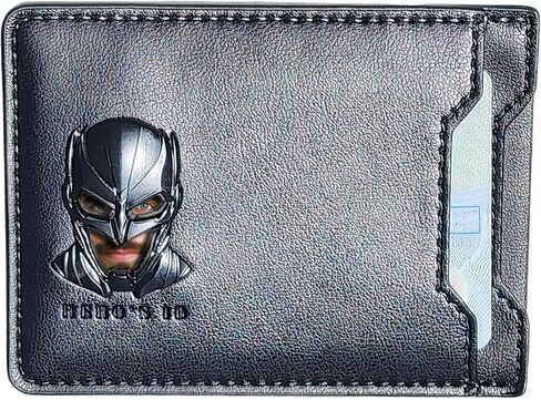 HERO'S ID Leather Bat Wallet for Men - Unisex Adults - Brown - Minimalist - RFID Protected - Bi-Fold - 2 Pockets - 3D Metalic Superhero Mask in Saudi Arabia