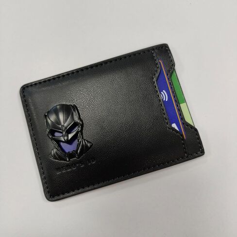 HERO'S ID Leather Bat Wallet for Men - Unisex Adults - Brown - Minimalist - RFID Protected - Bi-Fold - 2 Pockets - 3D Metalic Superhero Mask in Saudi Arabia
