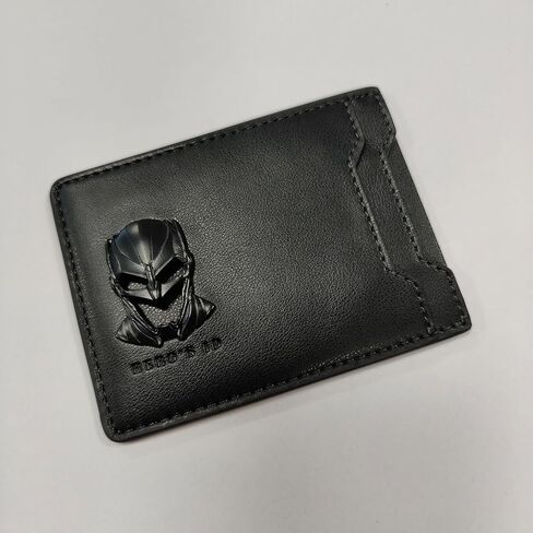 HERO'S ID Leather Bat Wallet for Men - Unisex Adults - Brown - Minimalist - RFID Protected - Bi-Fold - 2 Pockets - 3D Metalic Superhero Mask in Saudi Arabia