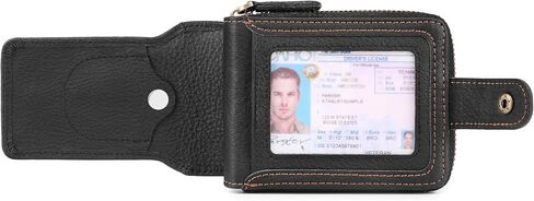 Airtag Wallets For Men With Zipper RFID Blocking Leather Bifold Mens Wallet - Big Capacity Credit Card Travel Wallet - Flap ID Window Zip Coin Pocket (Black) in Saudi Arabia