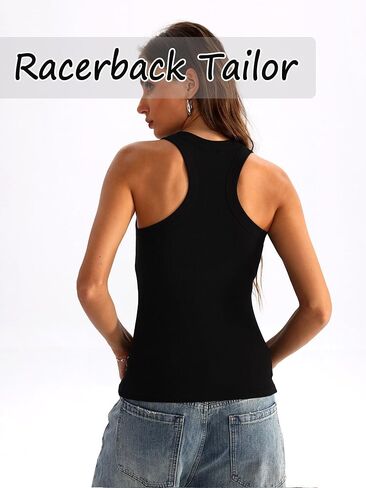 Danysu Ribbed Cotton Tank Tops for Women with Built in Bra High Neck Racerback Sleeveless Basic Fitted Long Camisoles in Saudi Arabia