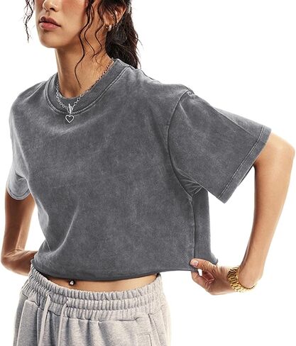 نساء كبير الحجم قديم القمصان tes غير الرسمية المحملات قصيرة الأكمام القطن قمم غسل القمصان الصيفية القمصان الجرونج الصيفية in Kuwait