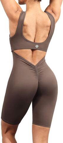 Workout Jumpsuits for Women Backless Tummy Control Sleeveless Jumpsuits Bodysuit V Back Scrunch Yoga One Piece Rompers in Saudi Arabia