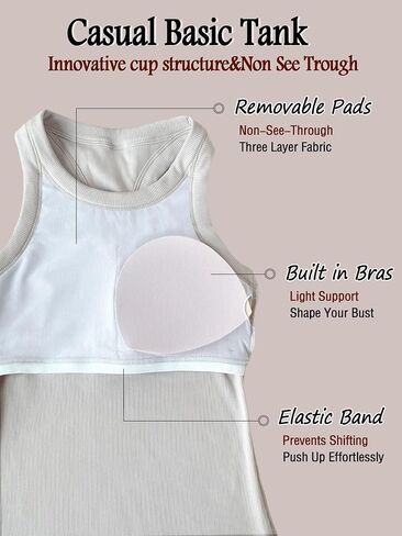 Danysu Ribbed Cotton Tank Tops for Women with Built in Bra High Neck Racerback Sleeveless Basic Fitted Long Camisoles in Saudi Arabia