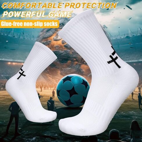 2 Pairs Christian Anti Slip Socks Cross Soccer Socks for Men Women Non Slip Sports Socks for Football Basketball Hockey in Kuwait