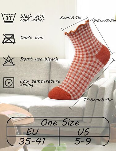 Womens Ruffle Coled Socks Cute Cotton Crew Sock ، هدية للنساء والفتيات (حجم 5-9) in Kuwait