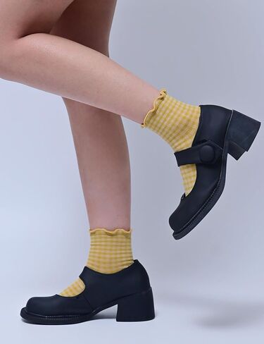 Womens Ruffle Coled Socks Cute Cotton Crew Sock ، هدية للنساء والفتيات (حجم 5-9) in Kuwait