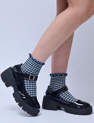 Womens Ruffle Coled Socks Cute Cotton Crew Sock ، هدية للنساء والفتيات (حجم 5-9) in Kuwait