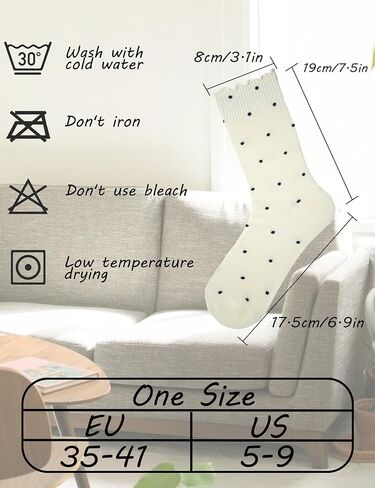 Ruffle Socks for Women Ankle Cute Cotton Polka Dot Novelty Sock 6 Pairs with Gift Box in Kuwait