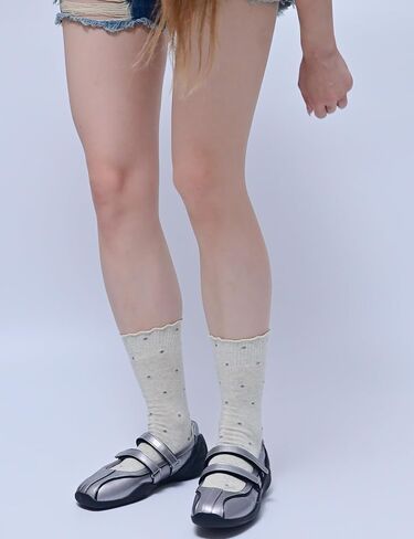 Ruffle Socks for Women Ankle Cute Cotton Polka Dot Novelty Sock 6 Pairs with Gift Box in Kuwait
