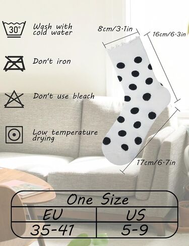 Ruffle Socks for Women Ankle Cute Cotton Polka Dot Novelty Sock 6 Pairs with Gift Box in Kuwait