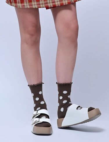 Ruffle Socks for Women Ankle Cute Cotton Polka Dot Novelty Sock 6 Pairs with Gift Box in Kuwait