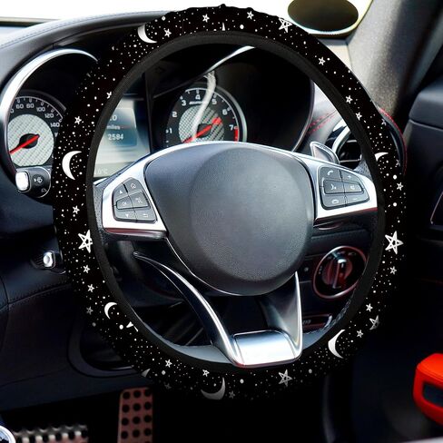 Yexiya 15 Pcs Moon and Star Car Seat Covers Print Car Accessories Full Set for Women Men Set Steering Wheel Cover Armrest Pad Seat Belt Pads Wrist Keychain Auto Interior Decor(Moon, Star) in Saudi Arabia