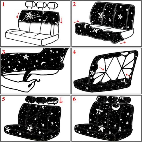 Yexiya 15 Pcs Moon and Star Car Seat Covers Print Car Accessories Full Set for Women Men Set Steering Wheel Cover Armrest Pad Seat Belt Pads Wrist Keychain Auto Interior Decor(Moon, Star) in Saudi Arabia