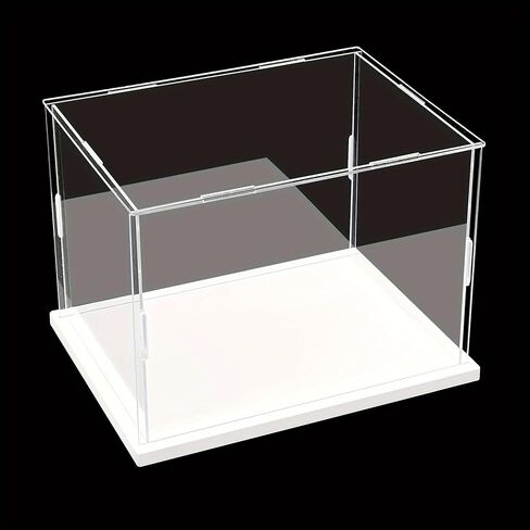 Clear Acrylic Display Case, Assemble Cube Display Box Stand with PVC Material White Base, Dustproof Protection Showcase for Collectibles Memorabilia Figurines (8*8*12inch;20*20*H30cm) in Kuwait