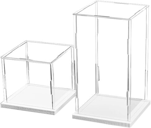 Clear Acrylic Display Case, Assemble Cube Display Box Stand with PVC Material White Base, Dustproof Protection Showcase for Collectibles Memorabilia Figurines (8*8*12inch;20*20*H30cm) in Kuwait
