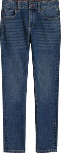 Tommy Hilfiger Boys' 5-Pocket Stretch Slim Straight Leg Denim Jean, Zipper Closure, Black, 18 in Kuwait