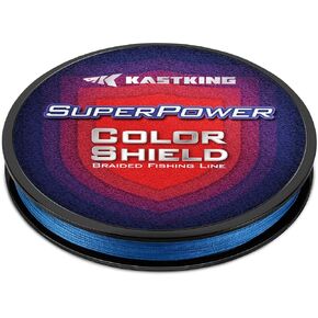 KastKing Superpower ColorShield Braided Fishing Line - Colorfast Braided Line, 100% Solution Dyed UHMWPE Fiber, Smooth & Strong Superline, Near Zero Stretch, Sensitive, High Abrasion Resistance