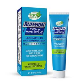 Bufferin Hemp Seed Oil Pain Numbing Cream - 2.7 oz | Fast-Acting Lidocaine HCl 4% Formula for Quick Pain Relief