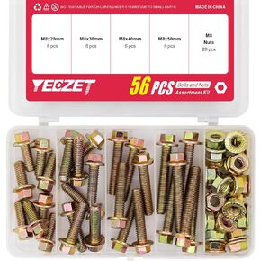 YEEZET 240PCS Grade 8.8 M5 M6 M8 Flanged Bolts and Nuts Kit, Metric Flanged Hex Screws Nuts Includes 14 Most Common Sizes