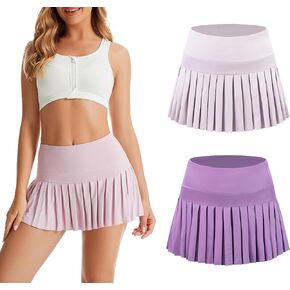 Yknktstc 2 Piece Tennis Skirt for Women with Pockets High Waist Athletic Shorts Pleated Sports Golf Skorts