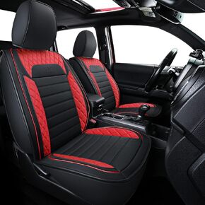 LUCKYMAN CLUB S08-QE Tacoma Seat Covers, Fit for 2005-2023 Tacoma Crew Cab SR SR5 TRD Sport TRD Off-Road PreRunner with Water Proof Faux Leather(Front Pair, Black&Gray 2 pcs)
