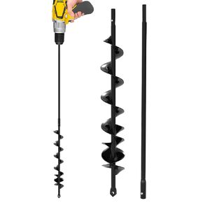 Auger Drill Bit for Planting 2x32'' - with Extension - Garden Tools Spiral Hole Drill Planter for Bulb Planting, Fence Post, Umbrella Holes - 3/8'' Hex Drive Drill - Gardening, Hole Digger Yard Tools