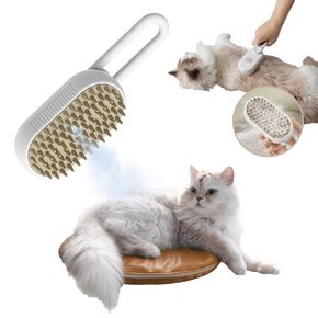 فرشاة رش للحيوانات الأليفة للكلاب والقطط، تصميم 3 في 1: مزيل الشعر، فرشاة تنظيف وفرشاة تدليك (بيج)