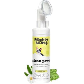 MIGHTY MUTT Waterless Dog Paw Cleaner - Made in USA, No-Rinse Foaming Cleanser with Brush, Gentle & Hypoallergenic, Natural & pH-Balanced, Fragrance-Free - 6.8 oz