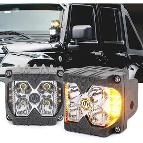 Side Shooter Led Lights, IP68 Waterproof LED Pods with Separate Solid & Strobe Amber Dual Side Cube Driving Lights Compatible with Truck Jeep Motorcycle ATV SUV 4x4