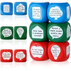 Reading Comprehension Cubes 3 Colored Language Reading Manipulatives Learning Cube Question Dice Tools for Elementary School Classroom Kids Teacher Teaching Supplies (24)