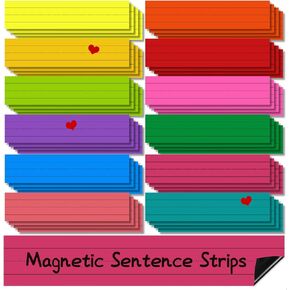 24 Pcs 12×3 Inch Magnetic Sentence Strips for Whiteboard & Classroom - Teachers Dry Erase Magnetic Sentence Strips - Office Supplies - School - Kindergarten