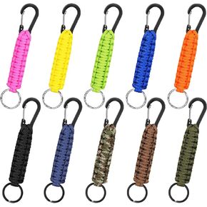 Hicarer 10 Pieces Paracord Keychain Quick Release Key Clip Lanyard Key Ring Hook Heavy Duty Keychain for Men Women Sports