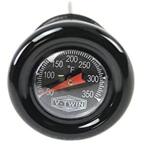 Black Shorty Style Oil Tank Dipstick w/Oil Temperature Gauge - Black Gauge Face w/Orange Needle - Fits 1979-2003 Harley Sportster XL & 1984-1999 Harley Softail Models - Replaces HD Part# 62668-87T in Kuwait