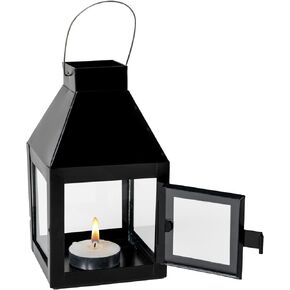 Black Metal Lanterns Candle Holder by Rely+ for Indoor & Outdoor Decor - Hanging Tealight Candlestick Holders - Wedding, Party, Halloween, Christmas, Dinner, Thanksgiving, Easter Modern Home Decor