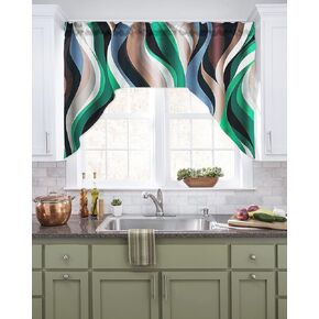 Flower Tree Swag Valance Kitchen Curtains, Rod Pocket Valance Curtain Panels for Bedroom Living Room Bathroom Cafe Windows, Vintage Plant Leaves Elegant Butter-Fly 56''x36''