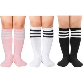 Kids Soccer Socks Toddler Stripes Knee High Socks Baseball Socks Kids Athletic Tube Socks Girls Sports Socks