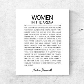 Women in the Arena Feminist Wall Art Sign Theodore Roosevelt Print Feminism Inspirational Quotes Gift for Her 8 x 10 Inches Unframed