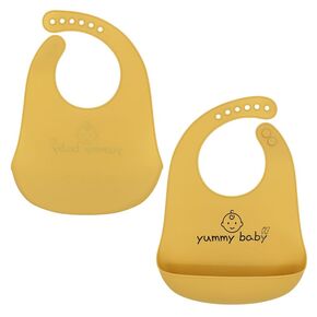 Yummy Baby Silicone Baby Bib for Babies & Toddlers, Cute, BPA Free Unisex Soft Adjustable Fit Waterproof, Easy Clean, Feeding Bib (Yellow)