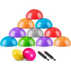 Deekin 12 Pcs Balance Pods Balance Disc Balance Trainer Balancing Stepping Stones Dots with 2 Pumps Obstacle Course for Kids Adults Yoga Core Strength Physical Exercise Workout Fitness Equipment