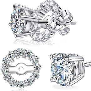 Moissanite Earrings Studs for Women Men 2 IN 1 Multi-functional Removable Jackets Earrings S925 Sterling Silver Hypoallergenic 2Carat Lab Create Diamond Trendy for Mom Girl Gifts Daily Earring