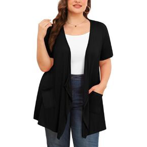 TIANZHU Plus Size Cardigan for Women Lightweight Short Sleeve Summer Dressy Light Cardigan