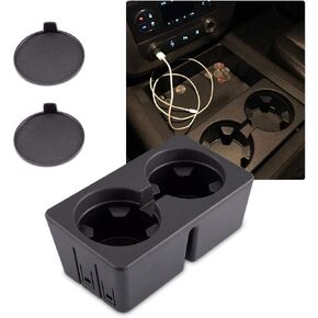 Dual Cup Holder Insert for 19154712 Chevy Silverado Avalanche Suburban GMC Sierra Yukon Escalade Compatible with 2007-2014 Replacement Center Console Beverage Drink Insert