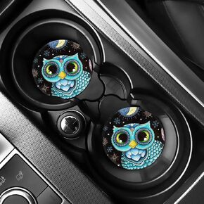 Pensura 2.8 Inch Car Cup Holder Coasters Full Set of 2 Rainbow Swirl Tie Dye Neoprene Car Coaster for Vehicle Kitchen Office Home Use to Protect Cup and Keep Clean