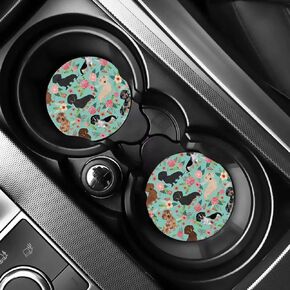 Pensura 2.8 Inch Car Cup Holder Coasters Full Set of 2 Rainbow Swirl Tie Dye Neoprene Car Coaster for Vehicle Kitchen Office Home Use to Protect Cup and Keep Clean