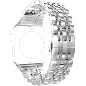 Replacement for Apple Watch Band 38mm 40mm 42mm 44mm 41mm 45mm Stainless Steel Metal Iwatch Iphone Watch Link Band for Apple Watch Series 9/8/7/6/5/4/3/2/1/SE (3 blades Black, 38mm/40mm/41mm)