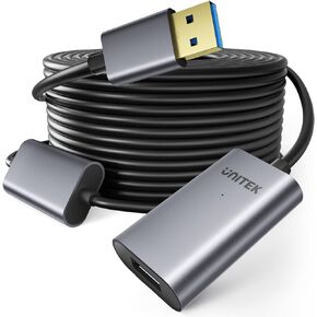 Unitek USB 3.0 Active Extension Cable, 32 Feet Extender Cord for Oculus Rift, Xbox Kinect, Playstation, Webcam with 5V2A Power Adapter, Signal Booster,Aluminum