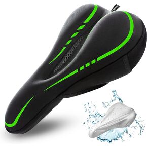 Narrow Gel Bike Seat Cushion - Extra Soft Comfy Bicycle Seat Cover - [ Extra Memory Foam & Gel ] for Peloton Bike, Stationary, Exercise, Electric, Road & Mountain Bikes - Women & Men