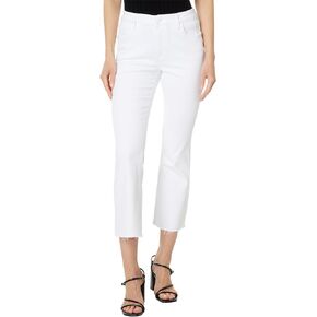 KUT from the Kloth Women's Kelsey High-Rise Ankle Flare with Raw Hem in Optic White