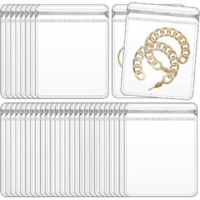 PVC Jewelry Pouches Clear Zipper Bags Anti Oxidizing Earrings Storage Bags for Storage Jewelry Packing Bags(100PCS 1.57 * 2.36 IN)
